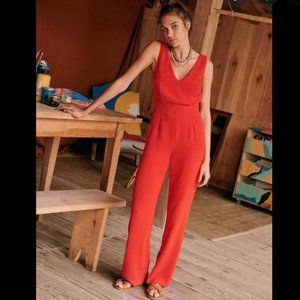 NWT Sezane Vanille Jumpsuit- Coral Red- Size 6